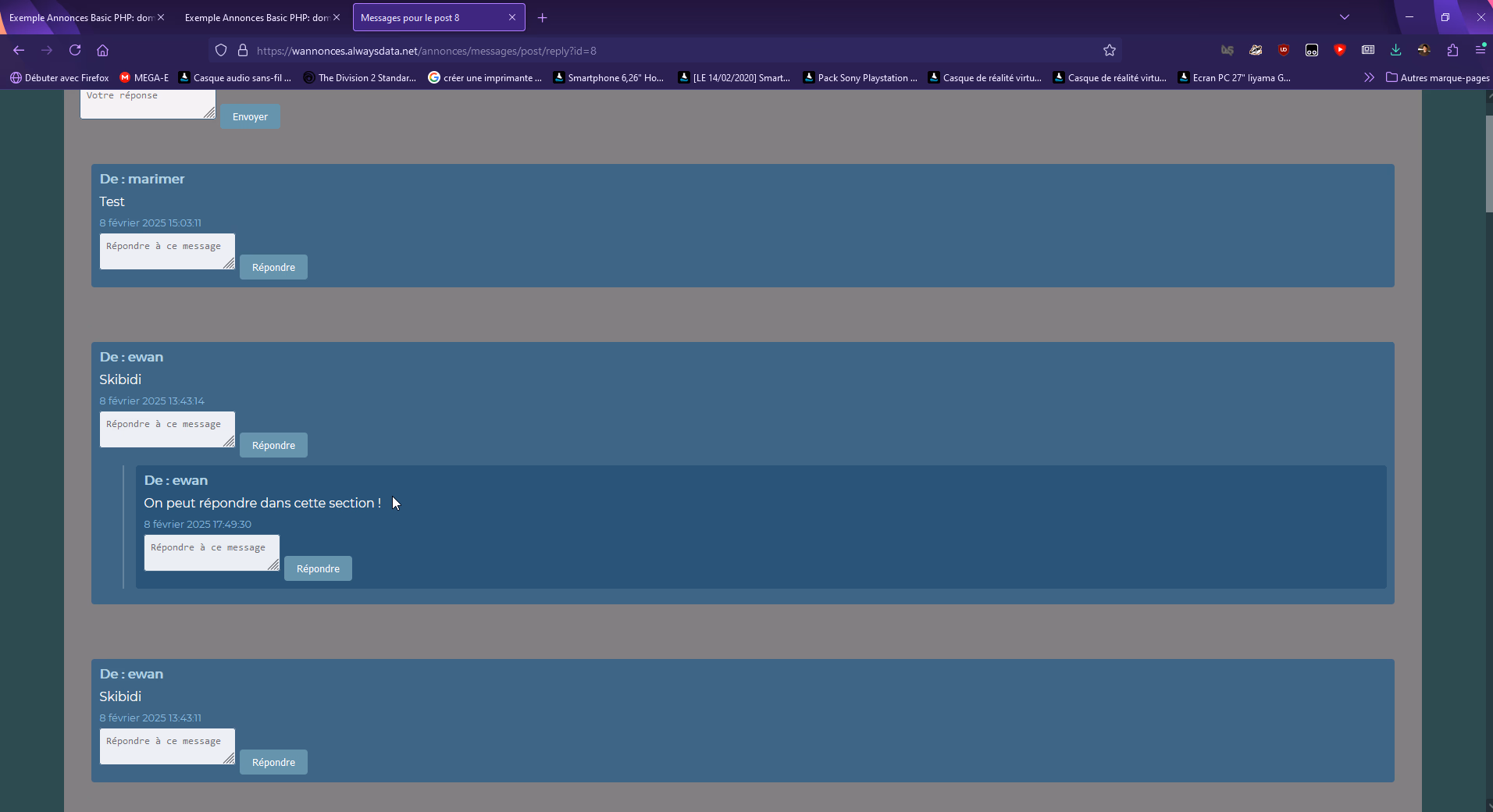 Wannonces : plateforme d'annonces avec messagerie intégrée en PHP
